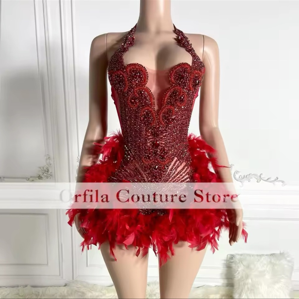 Luxury Red diamond halter birthday dress! Custom made